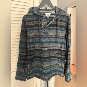 VISSLA Striped Blue and Gray Men's hooded Sweater